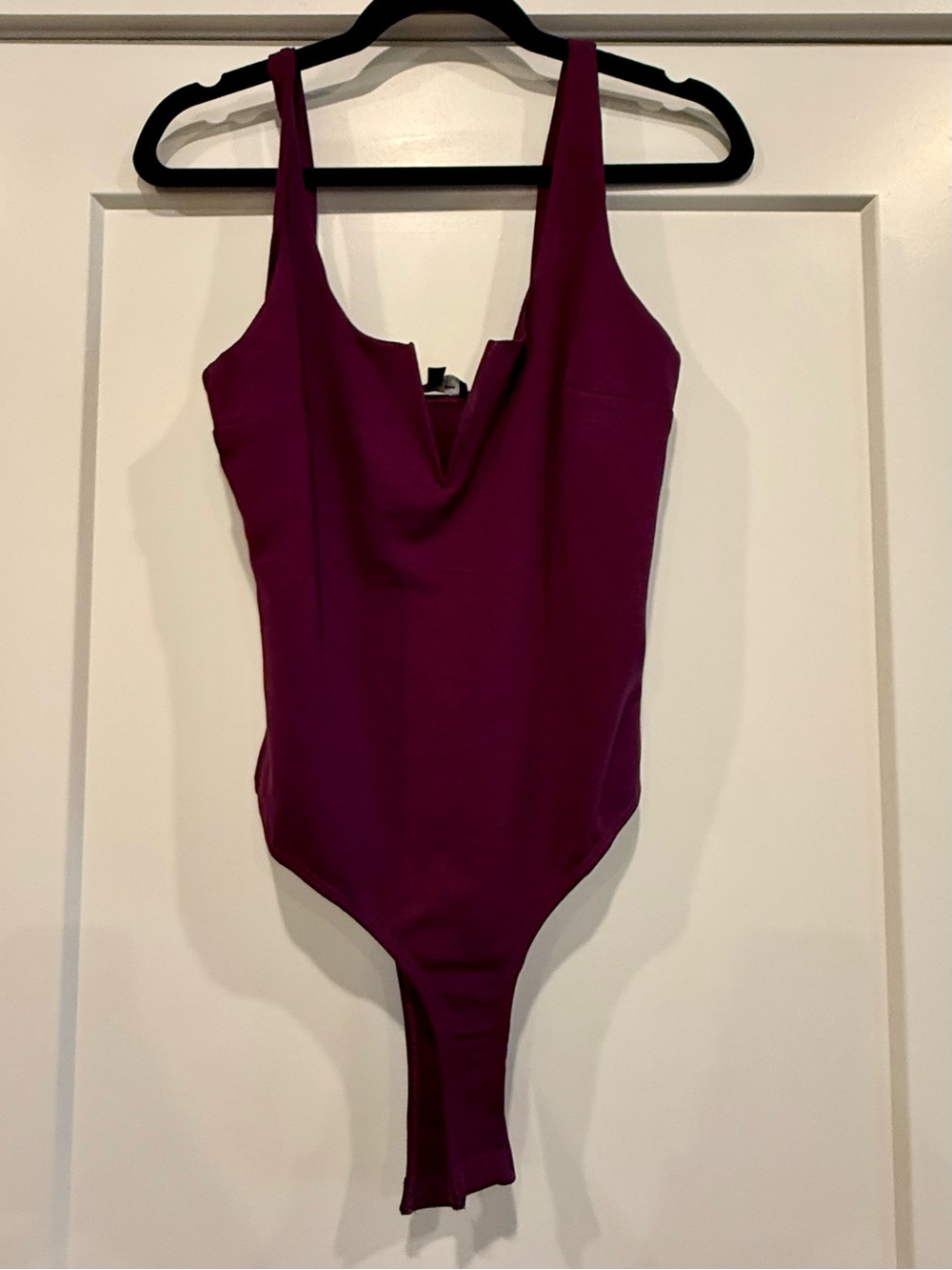 Lulus Plum V-Neck One-Piece Bodysuit